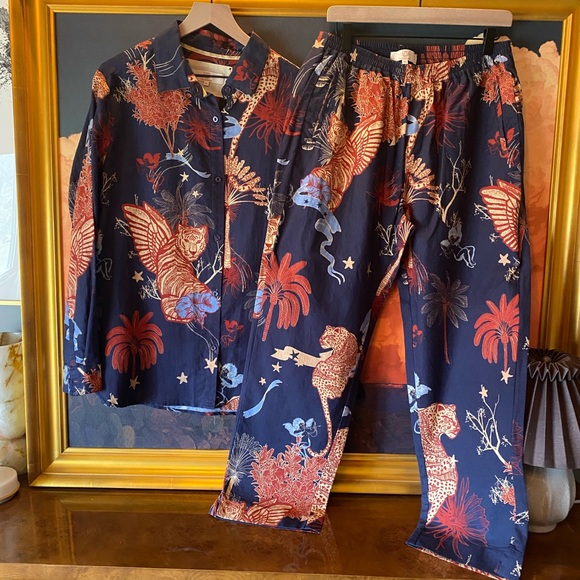 Las Surenas Tops - Las Surenas Linen/Cotton Button Down and Pant Set